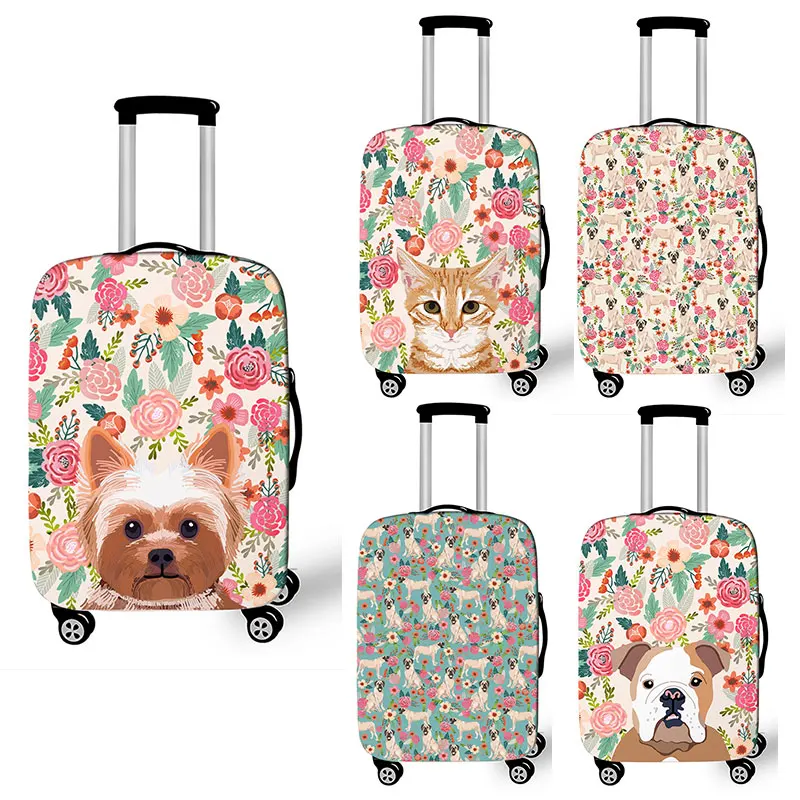 Kawaii Cartoon Pet Dog Cat Print Suitcase Cover For Travel 18 ~32 Inch Suitcase Protector Fits Cute Zipper Suitcase Cover