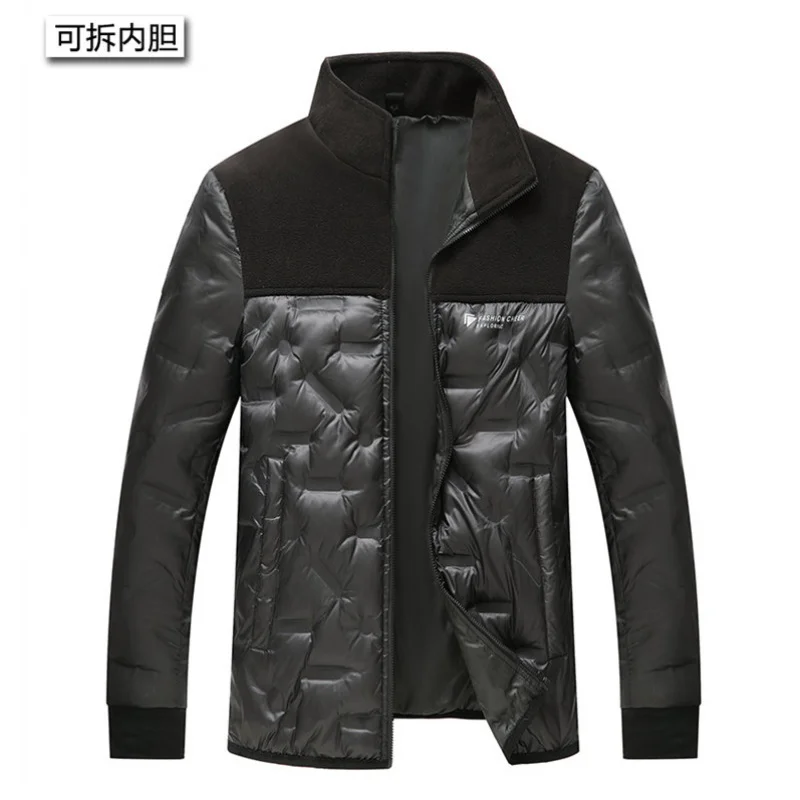 GIOIOMen's Down Jacket，2025Winter New White Duck Down Filled Detachable Inner Liner Simple Down Cotton Jacket Coat