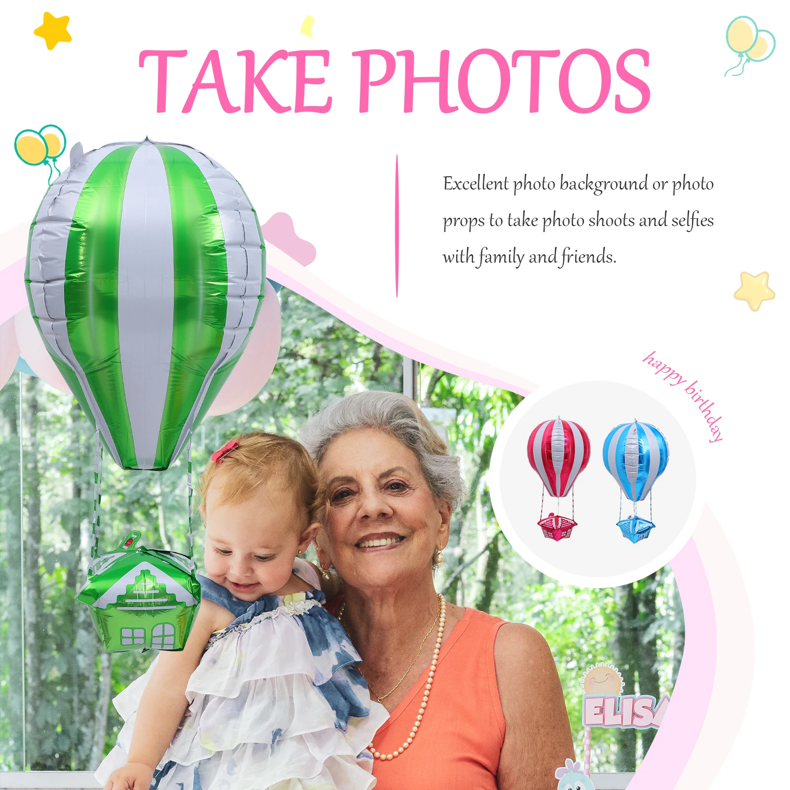 

2Pcs Hot Air Balloon Aluminum Foil Balloons Balloons Decor Perfect Birthday Photo Props Aluminum Foil Balloon