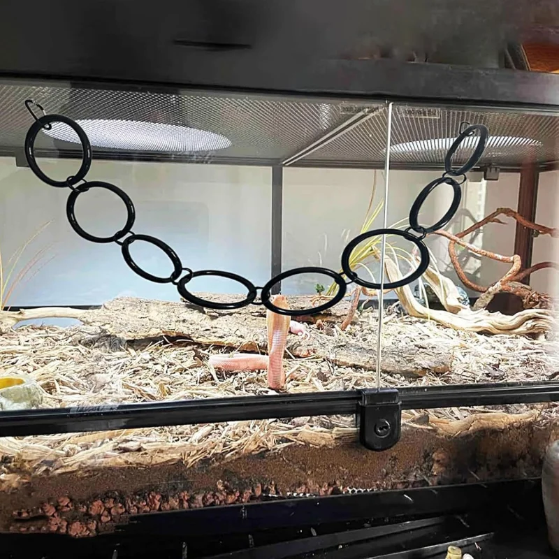 Bola de juguete con cadena de escalada de serpiente, equipo enriquecido con anillo de pitón, adecuado para varios reptiles pequeños, decoración de valla interior