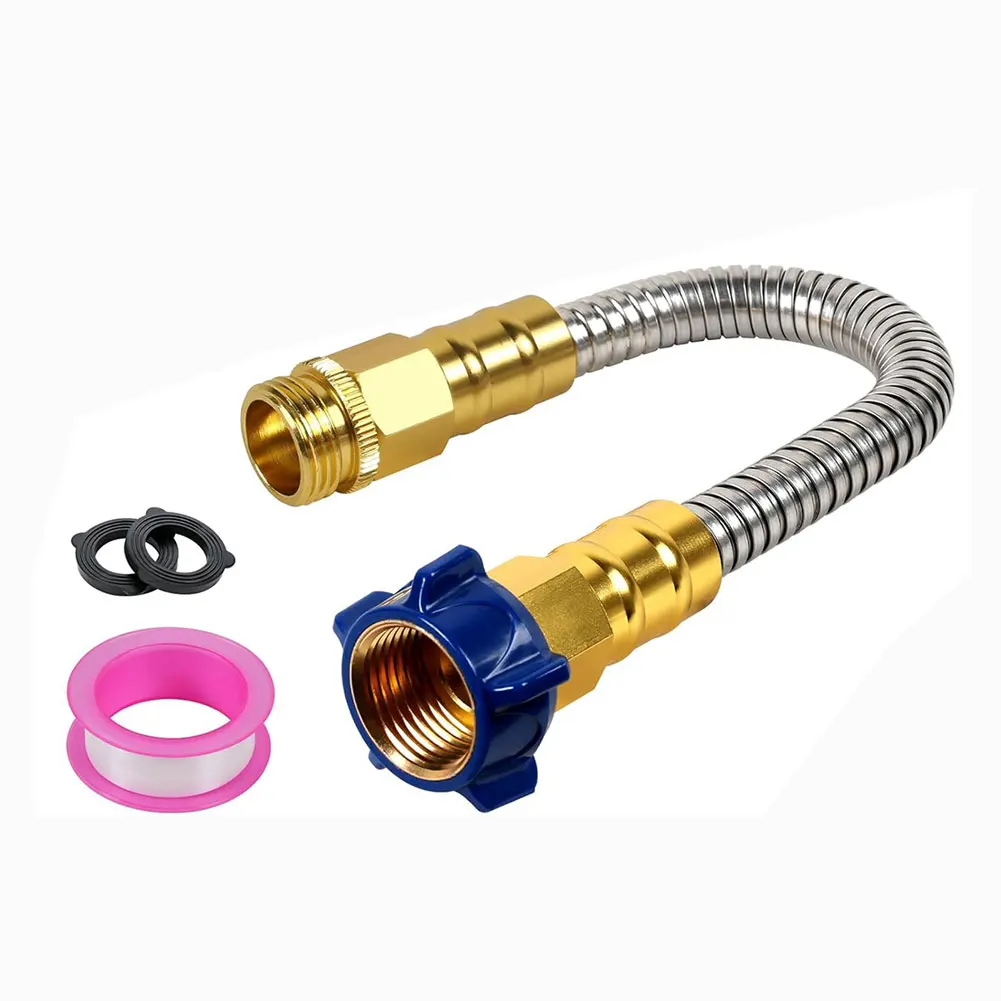 For Driveway Cleaning 1FT Portable Garden Hose Nozzle With Leak Prevention Flexible Garden Tubing Stainless Steel Construction