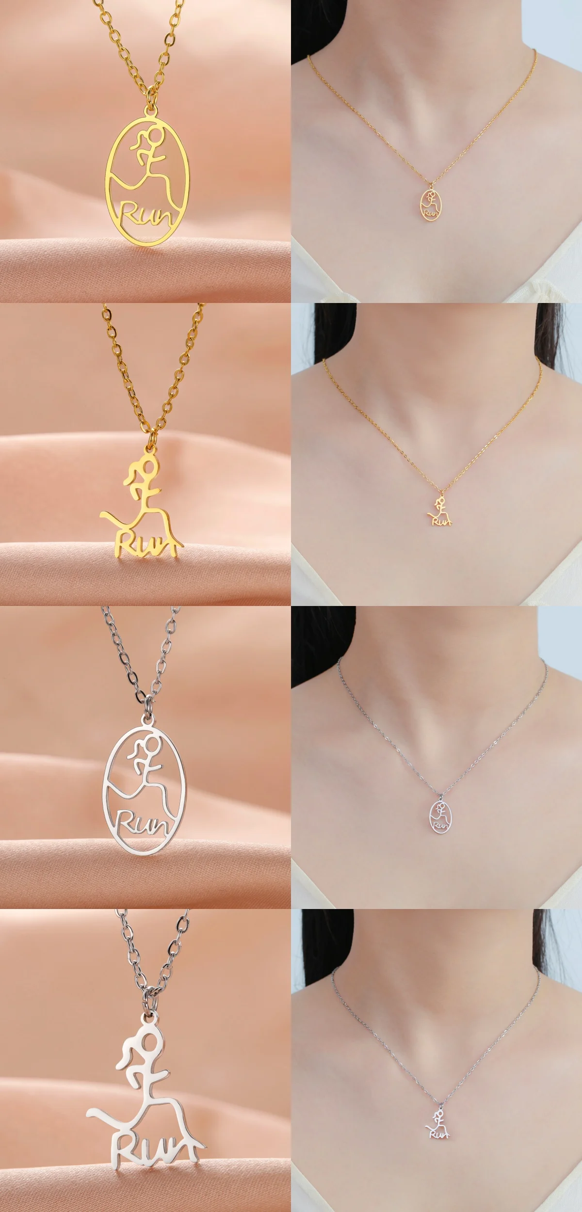 Kkjoy Fashion Running Girl Runner Necklace For Women Men Stainless Steel Marathon Outdoor Sports Athletes Jewelry Gift Wholesale – Detail 9