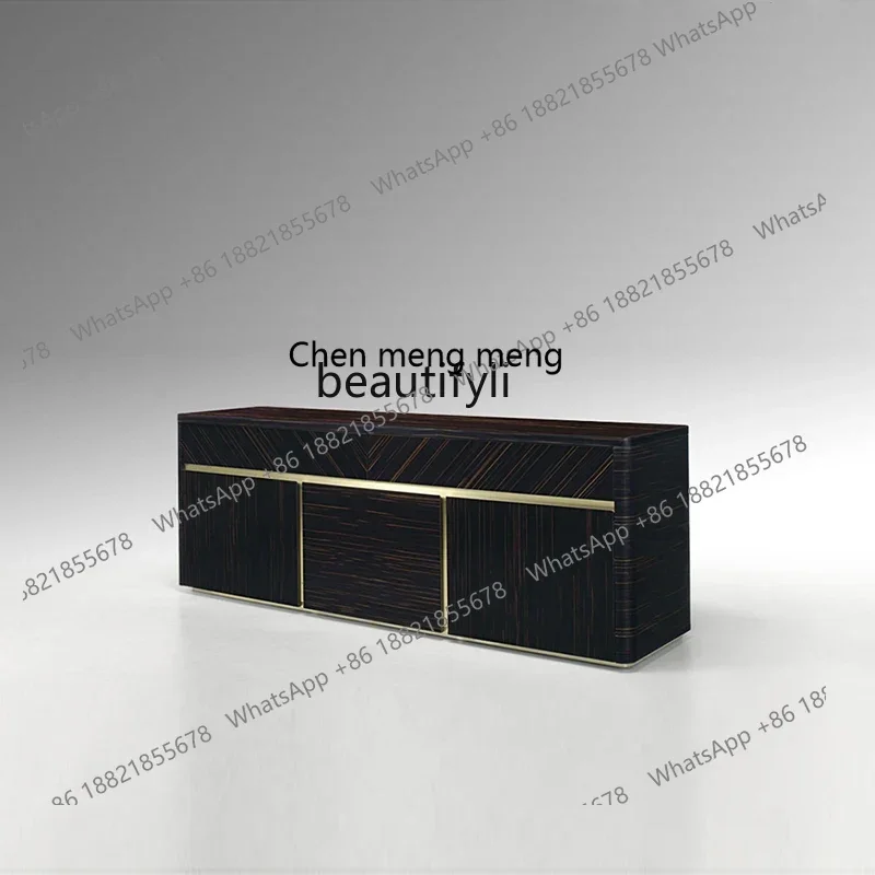 

D178 Italian Style Light Luxury Solid Wood Sideboard Post-Modern Simple Villa Home Entrance Cabinet Large Apartment Gold Silk Eb