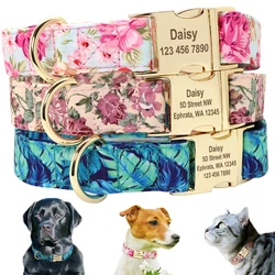 Collar con placa de identificación personalizada para perro y gato, accesorio con grabado de nailon, ajustable, para perros medianos y grandes