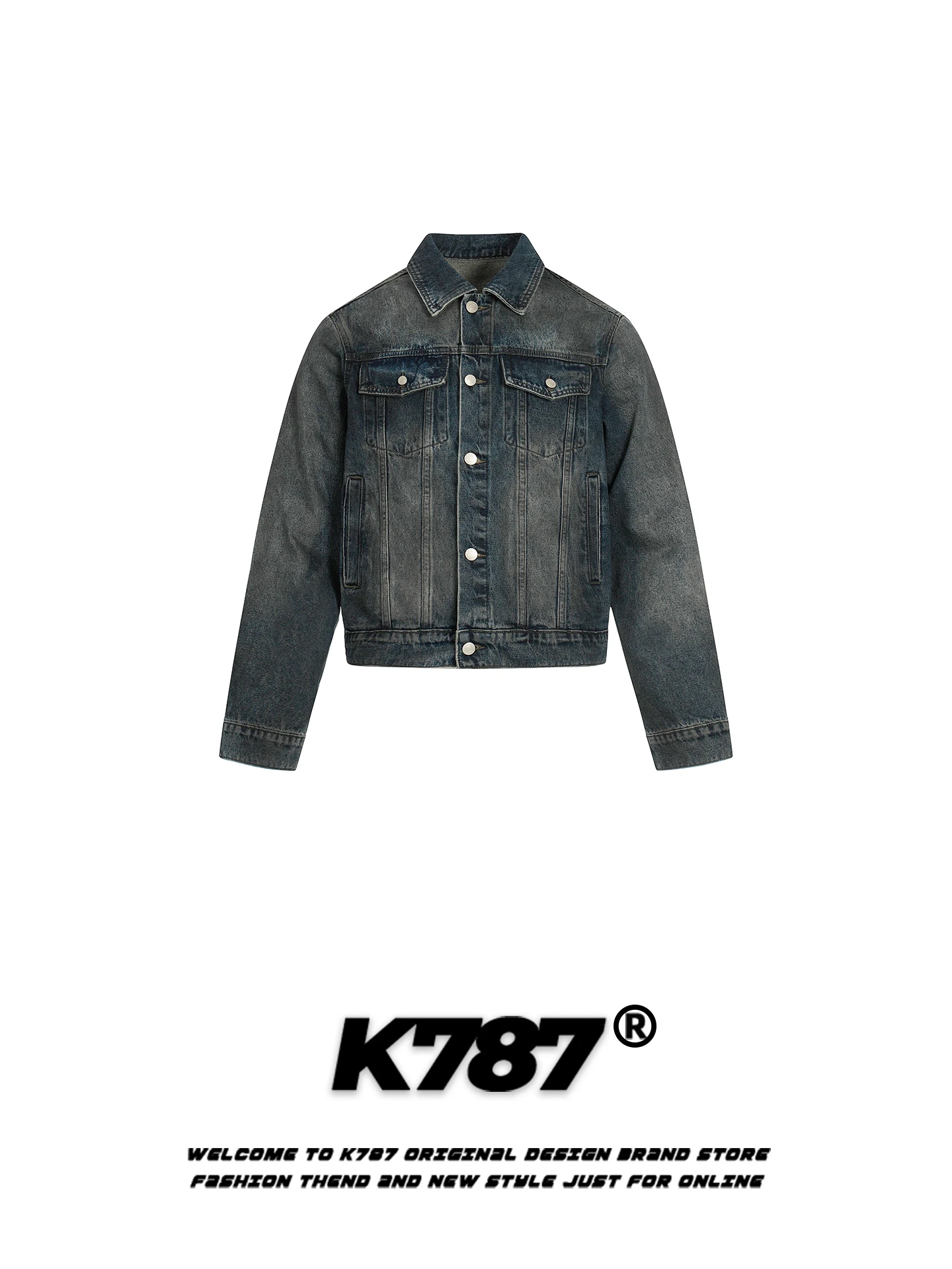 

Джинсовая куртка K787 в американском ретро-стиле с деконструированным воротником, свободного кроя, повседневная, для мужчин и женщин, уличная мода, универсальная, для пар.