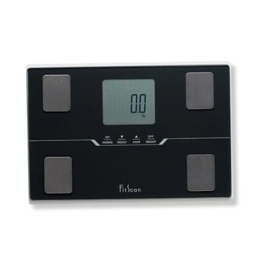 

Travel scale for fitness tracking: ABS plastic, black, Japan tech with Bluetooth and compact design