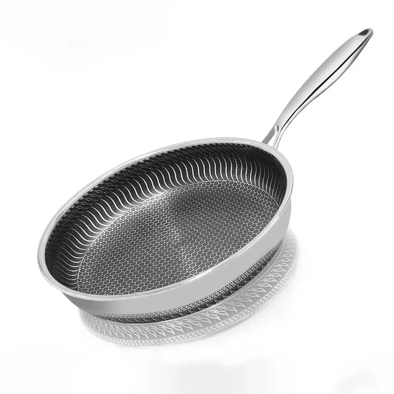 

Nonstick Frying Pan, No-Coating Stainless Steel Cooking Pots for Kitchen, 28CM 30CM Wok Pans with Lid, Skillet Saucepan Cookware