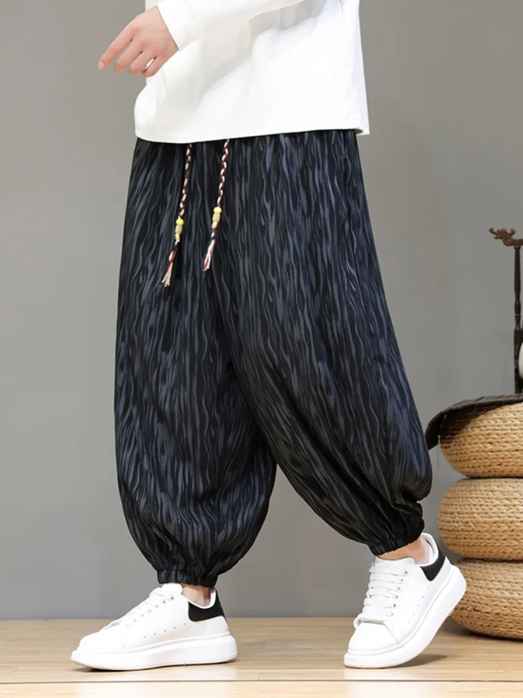 

Men's Casual Corduroy Lantern Pants Loose Fit Spring New Sle Retro Sle Trousers with Dstring Elastic Waist for Youth