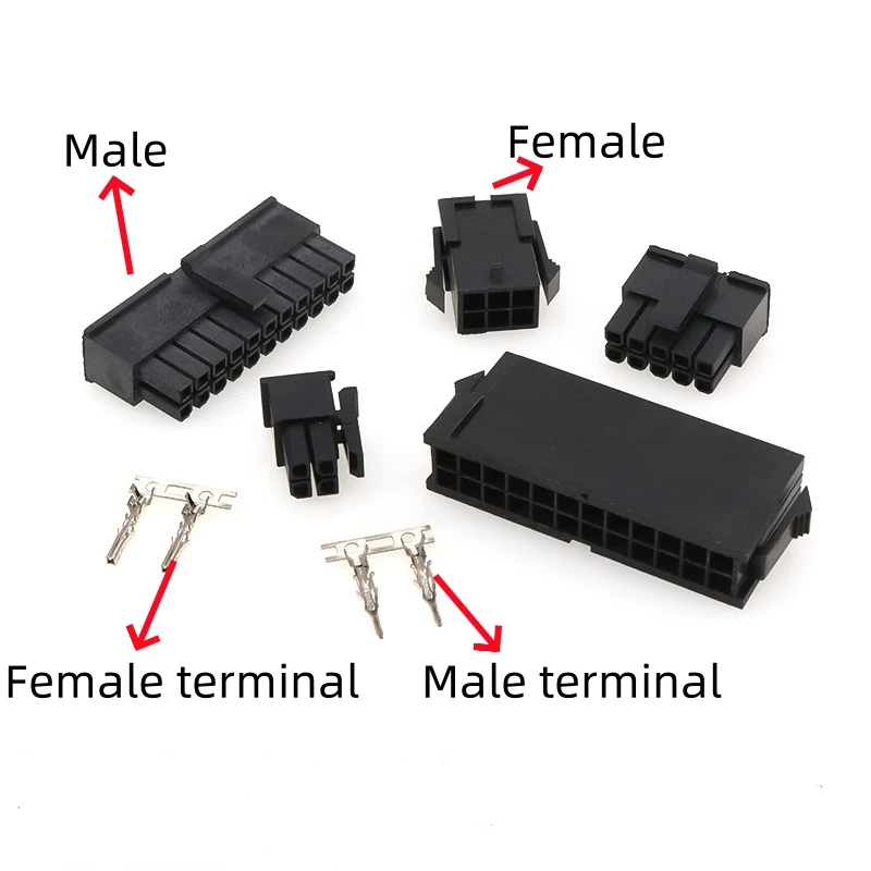 10pcs MX3.0 3.0mm Pitch Micro-Fit 3.0 Connector Housing 2*1/2/3/4/5/6/8Pin Female/Male shell + Terminal 43030