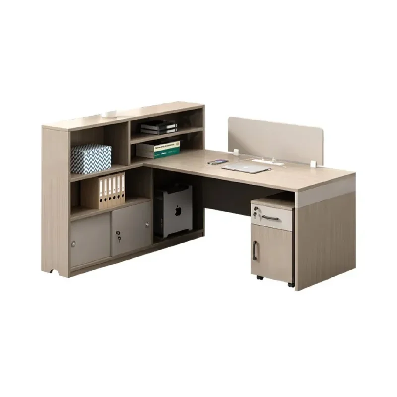 Simple Modern Staff Office Desk and Chair Combination with Financial Screen Partition Six-person Employee