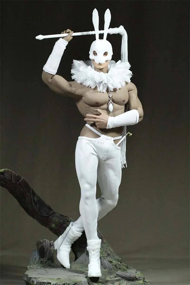 1/6 męski żołnierz Mr. zestaw ubrań z białego królika z maską szalik obcisłe spodnie ochraniacz na rękę Model dla lalek 12in Phicen M31 M32 M34