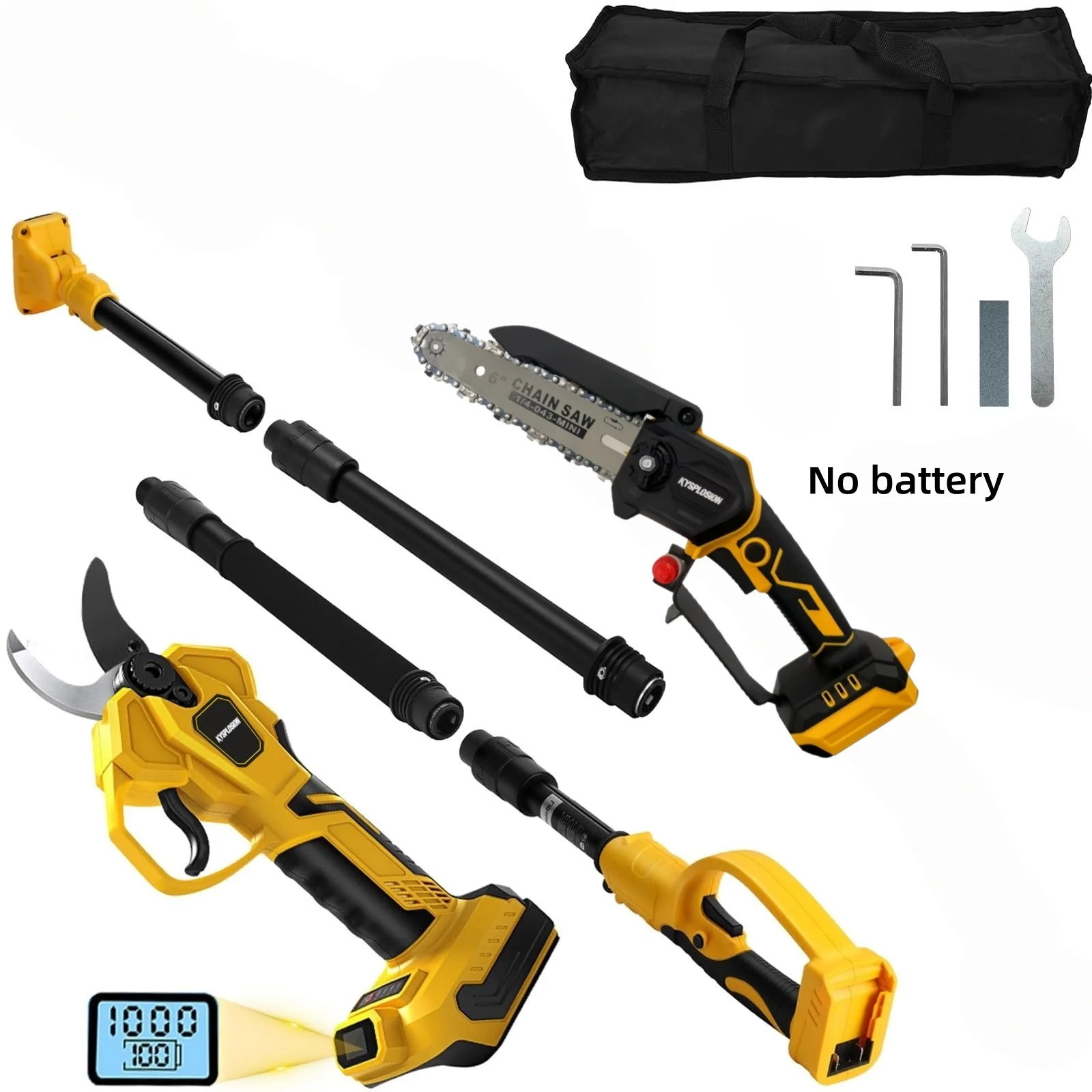 

32MM Brushless 3IN1 Telescoping Pole Electric Pruning Shear 2800W High Branch Scissor Garden Power Tool For Dewalt 20V Battery