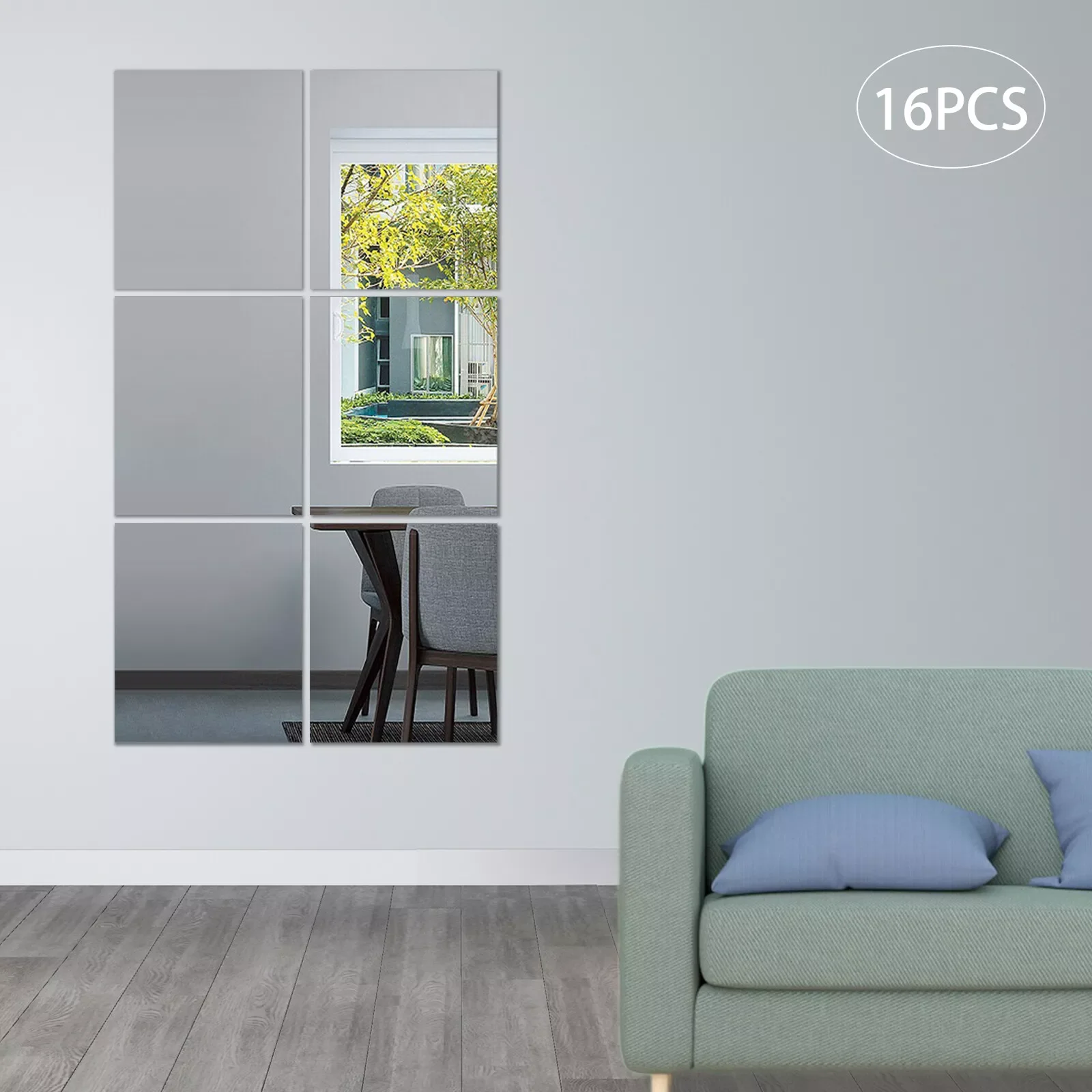 DIY Combinable 12×14In Acrylic Mirror Tiles, Waterproof Weather‑Resistant For Bathroom Bedroom Gym Wall Decoration