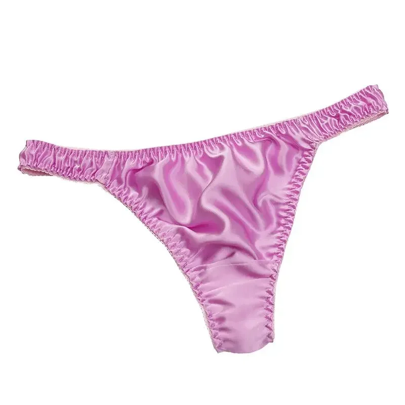 Мужские шелковистые сенсорные стринги, 100% шелковые эластичные футболки с низкой талией, дышащие удобные стринги, мужские трусы, трусы для мальчиков