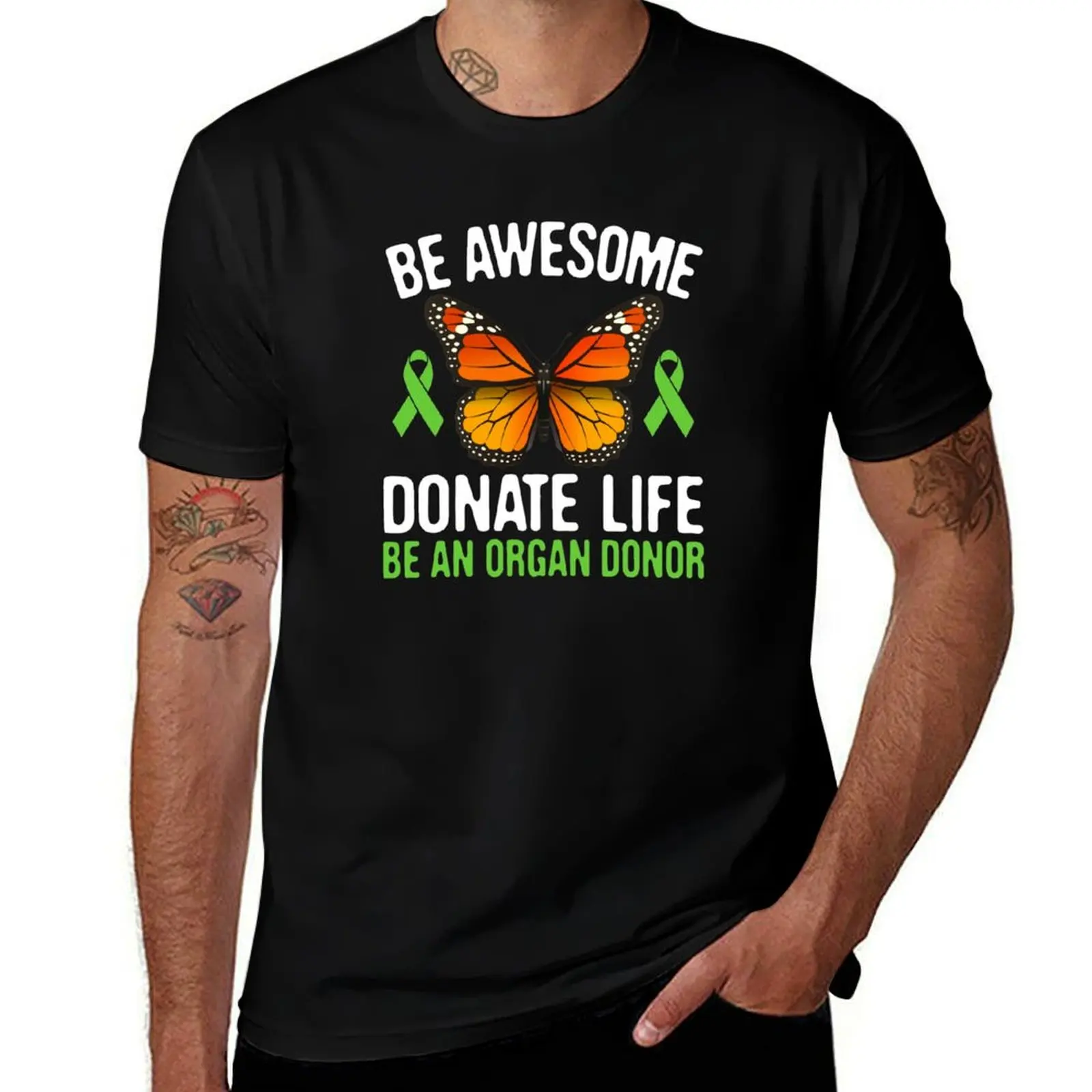 

Be Awesome Monarch Butterfly, Donate Life, Be An Organ Donor T-Shirt vintage clothes heavy weight t shirts for men