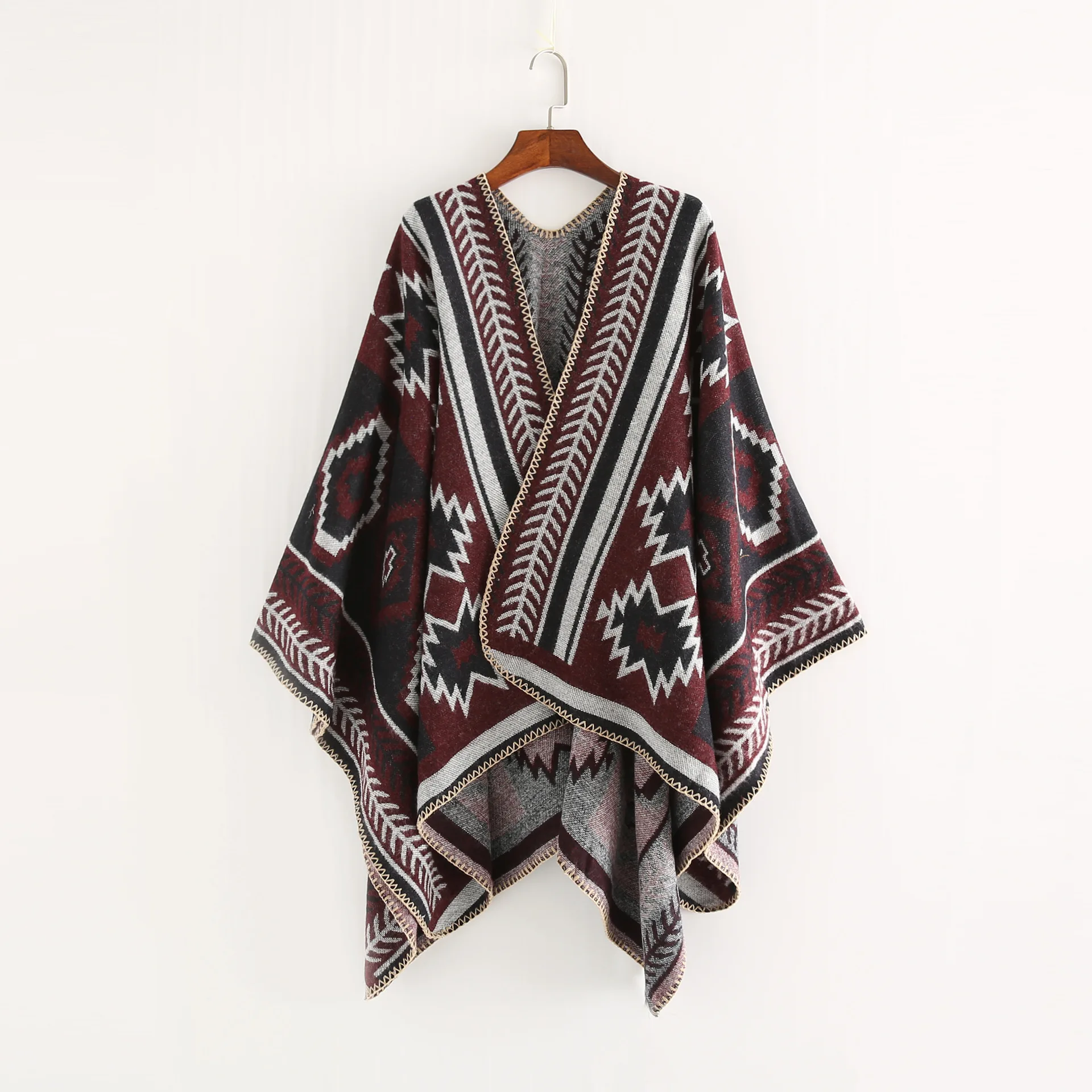 NEW Women Winter Boho Hooded Coat Cape Poncho Ladies Shawls Wrap Female Pashmina Plaid Cashmere Blanket Scarf Bufanda Mujer