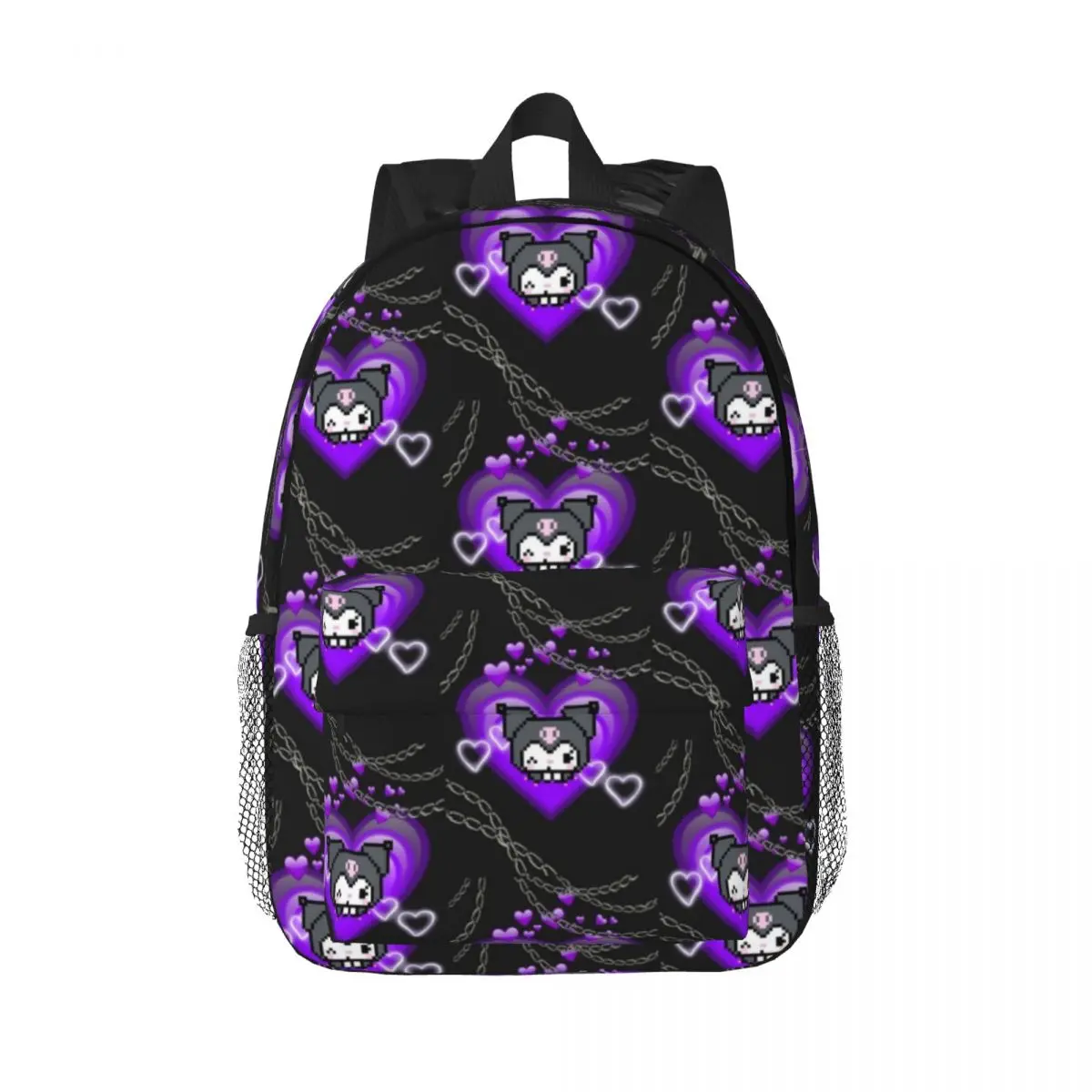 Kuromi para meninas meninos mochila de estudante de grande capacidade mochila leve à prova d'água de 15 polegadas