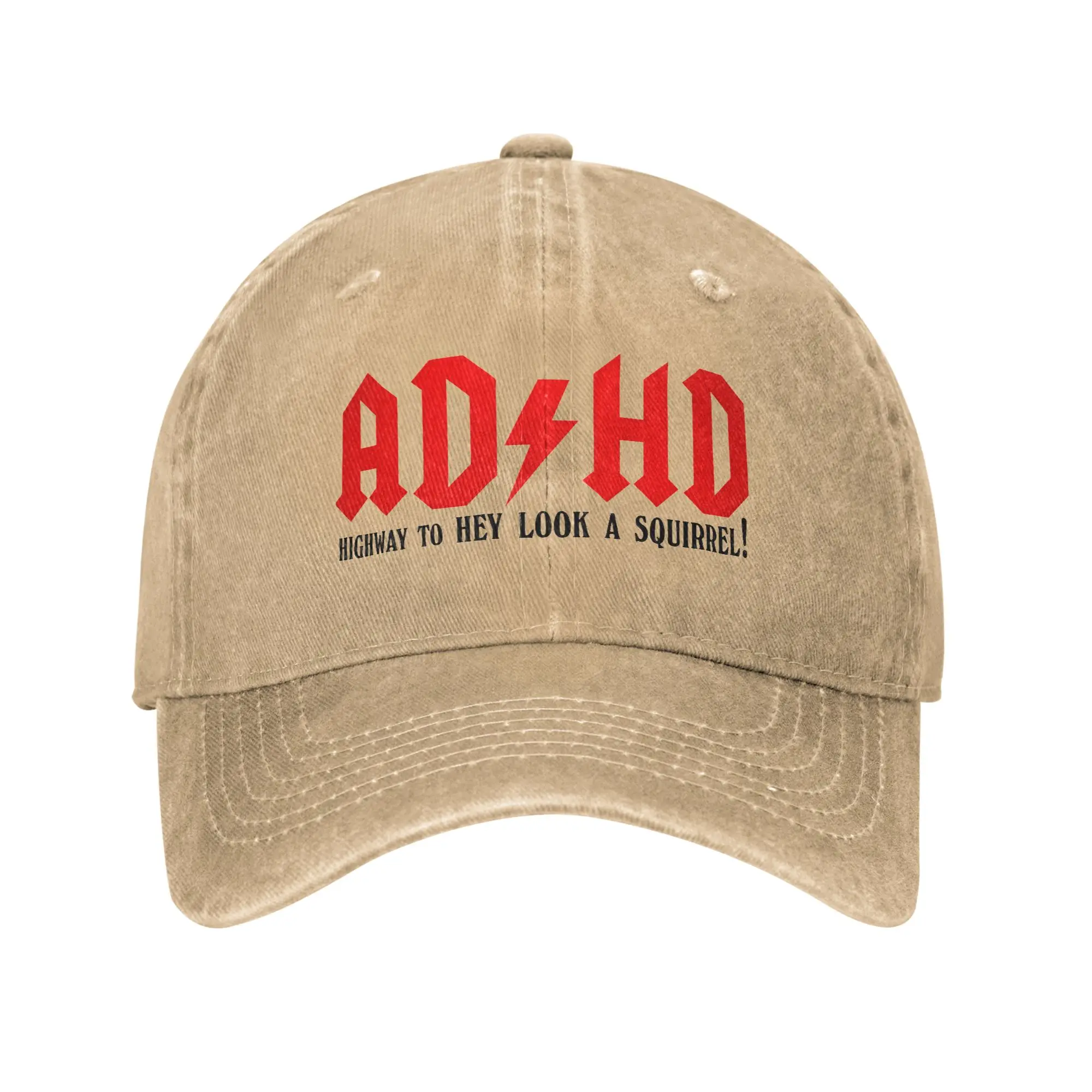 ADHD Highway To Hey Look A Squirrel  Washed Baseball Cap  Fashion Sun Trucker Hat Summer Unisex Men Tennis Skate Baseball Caps