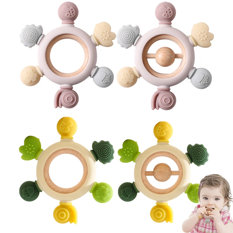 1PC Baby Silicone Teether BPA Silicone Bracelet Cute Animal Teething Rattle for Baby Food Grade Silicone Pendant Children‘s Gift