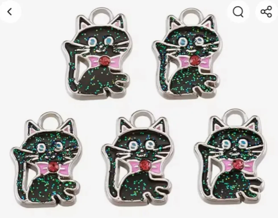 10pcs Lead Free Kitten Pendants, Alloy Enamel Cat with Rhinestone, Cute Cartoon Charm for Jewelry Making