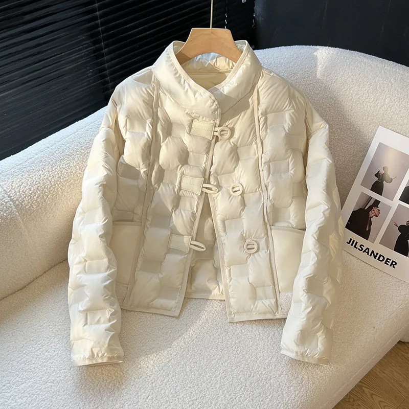 2025년 가을/겨울 신상 여성 숏 다운 재킷, 패치 포켓 싱글 버튼 다용도 아우터