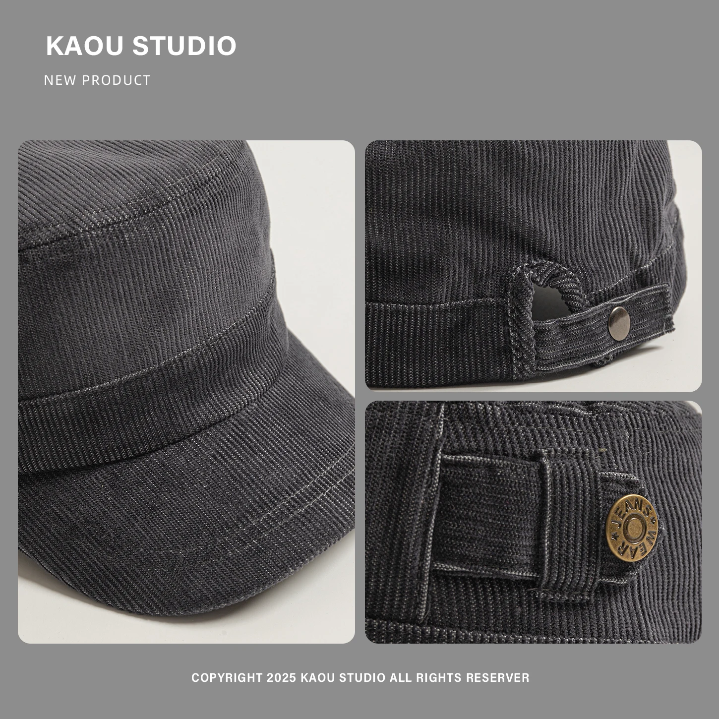 Vintage Corduroy Flat Top Hat Autumn Winter Outdoor Casual Versatile Equestrian Hat Face Slimming Duckbill Cap for Men 5