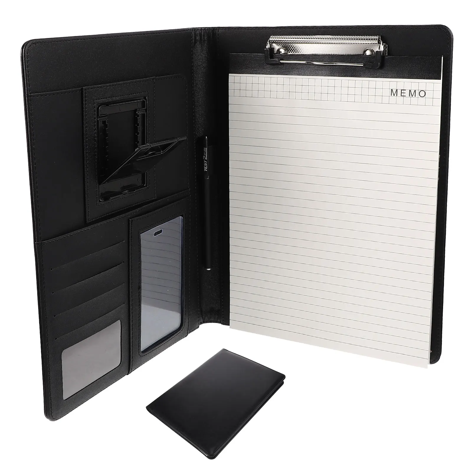 

A4 Folder File Folder Bag Black Pu Document Organizer Multifunctional File Storage School Office Supply Office Manager