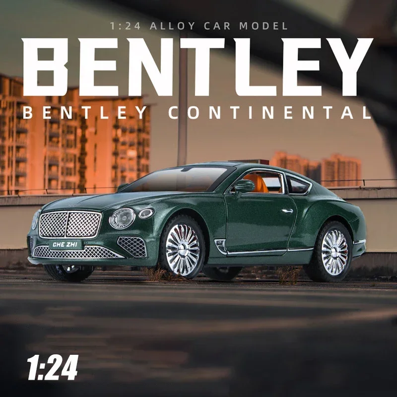 Modèle de véhicule en alliage moulé sous pression pour enfants, 1:24 Bentley Continental, jouet léger et sonore, collection de voitures, simulation