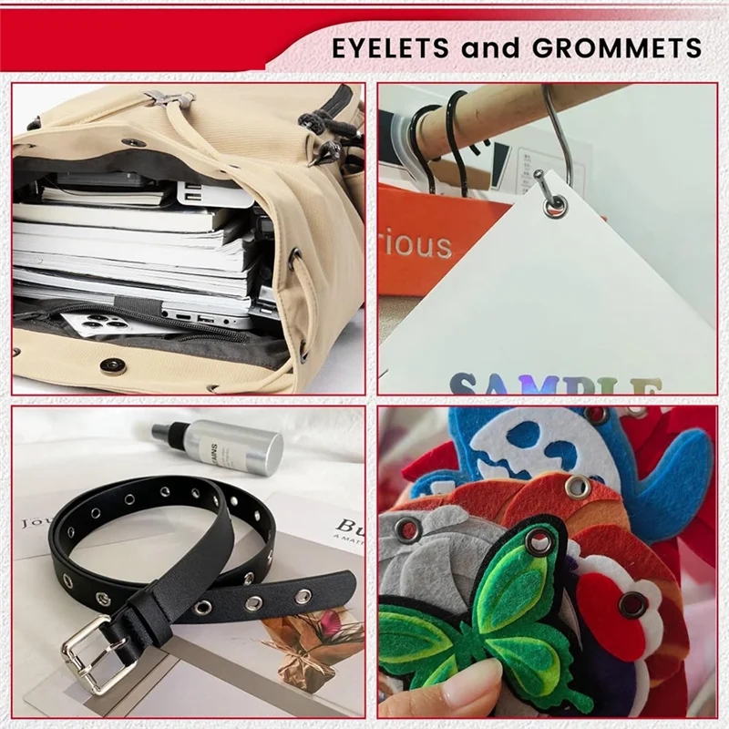 AT05-Grommet Installation Tool Kit 120 Sets, 1/2 Inch, 2 Height Options, Eyelets& Grommets, Includes 4 Tools, For Leather, DIY