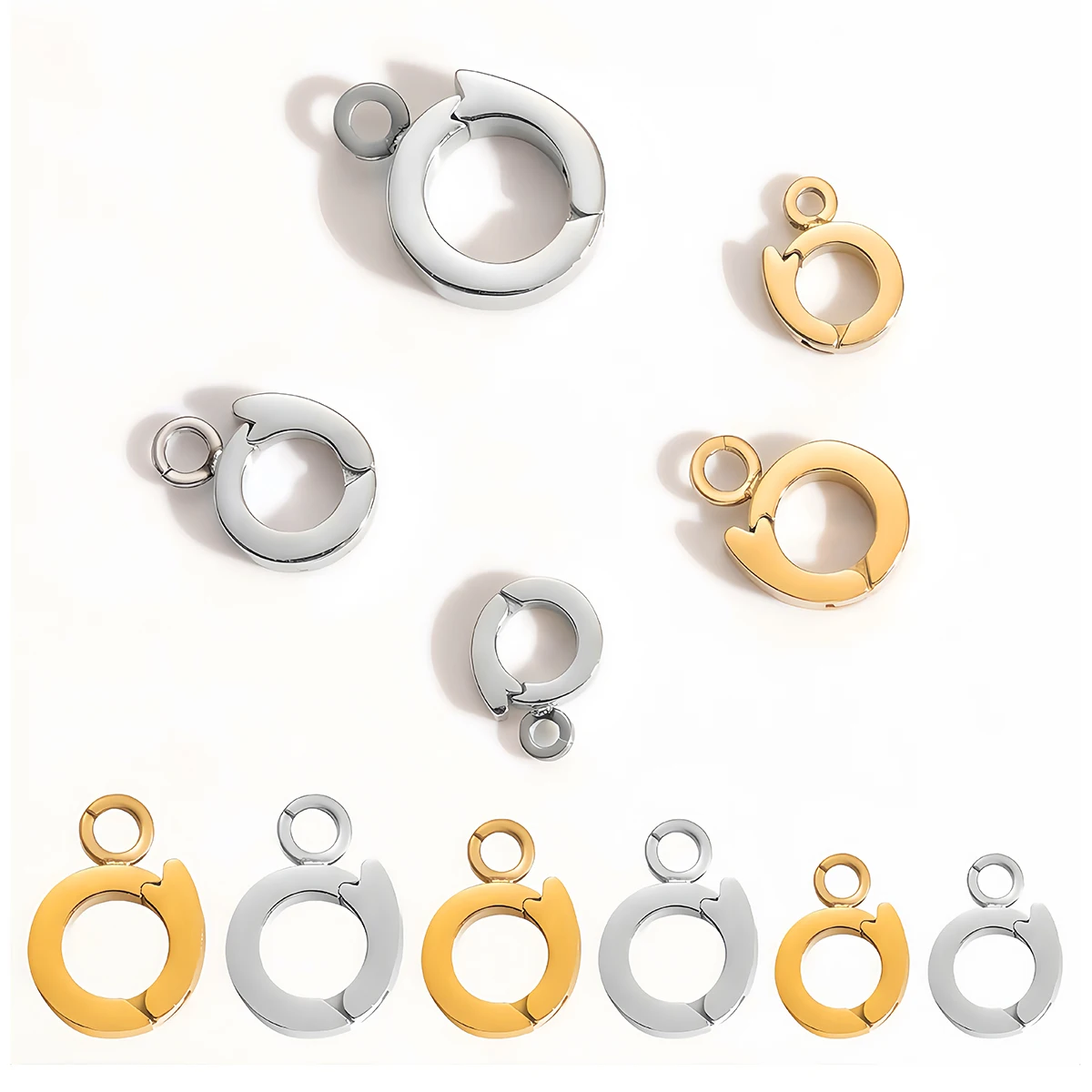 Edelstahl-Halskettenverschluss, Runde Vielseitige Verbindungsschnallen für Armbänder, Ohrringe, Anhänger, Haken, Schmuckherstellungszubehör – Detail 3