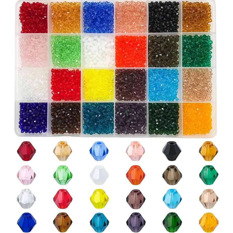 

4800pcs 3mm one Crystal Beads Bulk Small Faceted one Glass Beads for Jewelry Making DIY Craft Bracelet Necklace Earring with Co