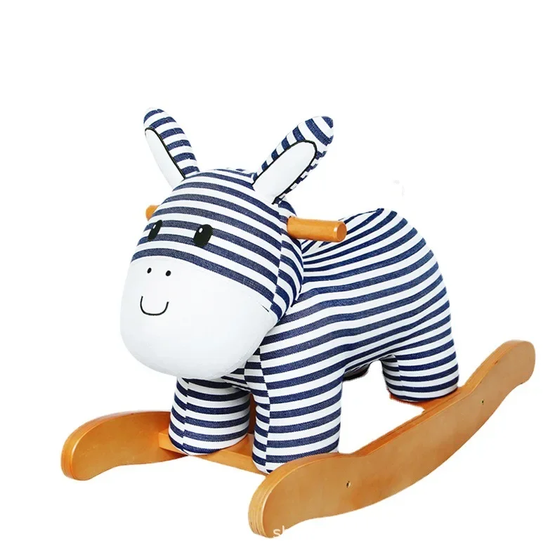 Rocking horse for children striped donkey children rocking chair boys and girls solid wood Bouncers birthday gift ins berços