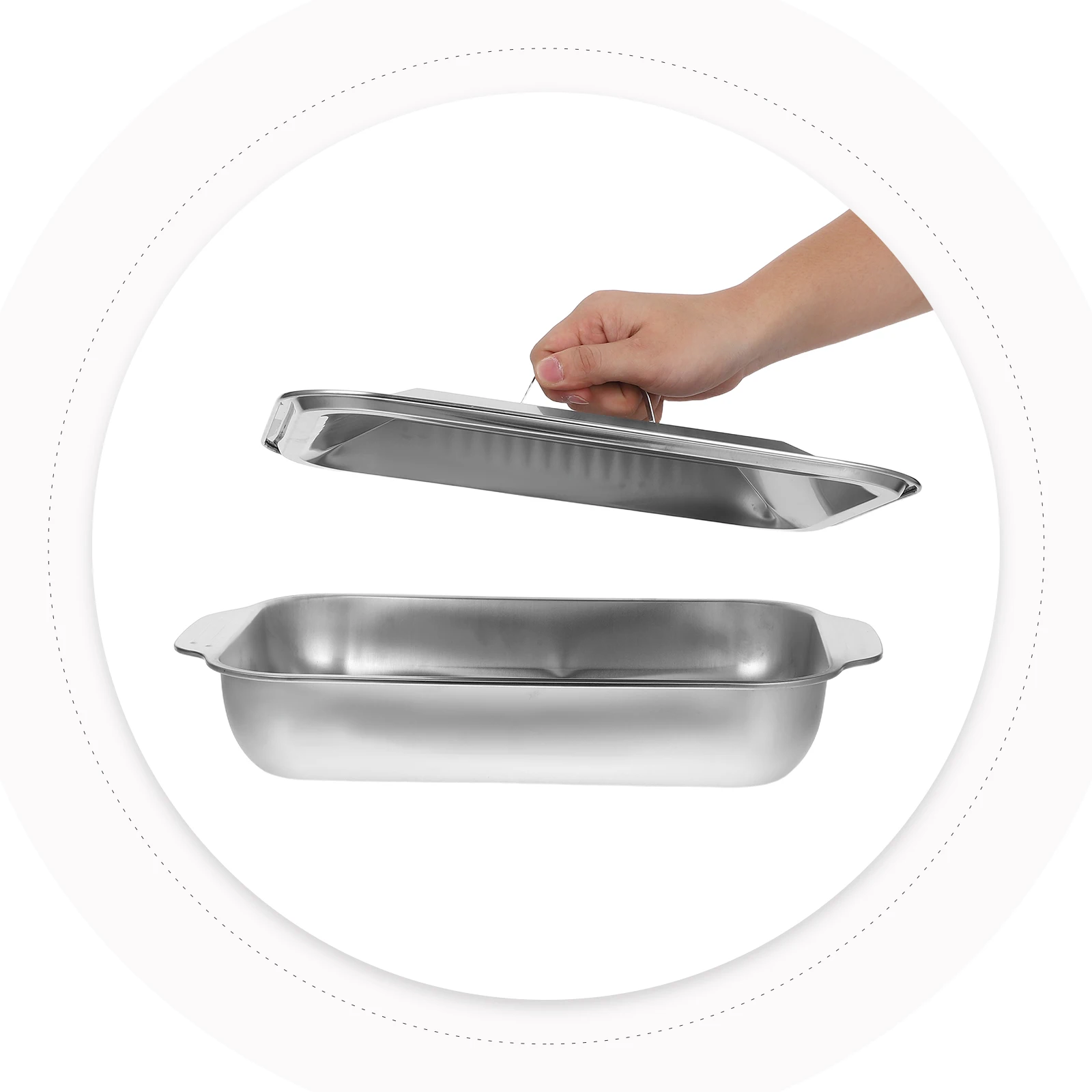 

Stainless Steel Grilled Fish Plate Deep Roasting Pan Baking Tray Serving Barbecue Non Stick Oven Trays Rectangular Roasting