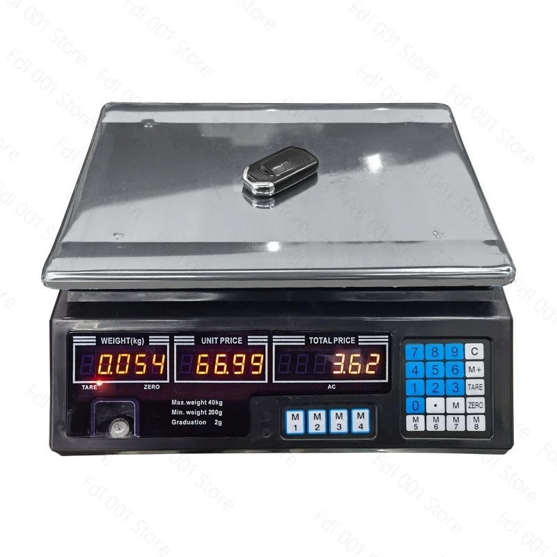 40kg/2g High Precision English Version Electronic Price Computing Scale for Commercial & Home Use