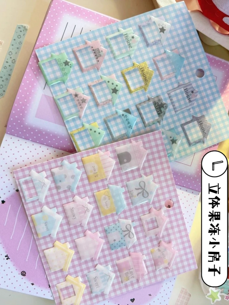 Small House 3D Jelly Stickers Waterproof High Aesthetic DIY Decor Stickers for iPad Phone Case Journal Kpop Deco