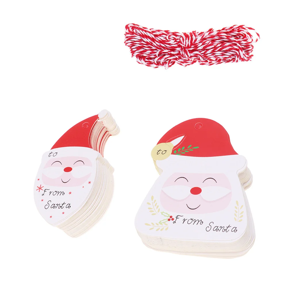 200 Uds. Etiquetas de papel colgantes de Papá Noel de Navidad Kraft etiquetas de regalo de árbol de Navidad ecológicas etiquetas de Festival de Navidad tarjetas colgantes de Papá Noel