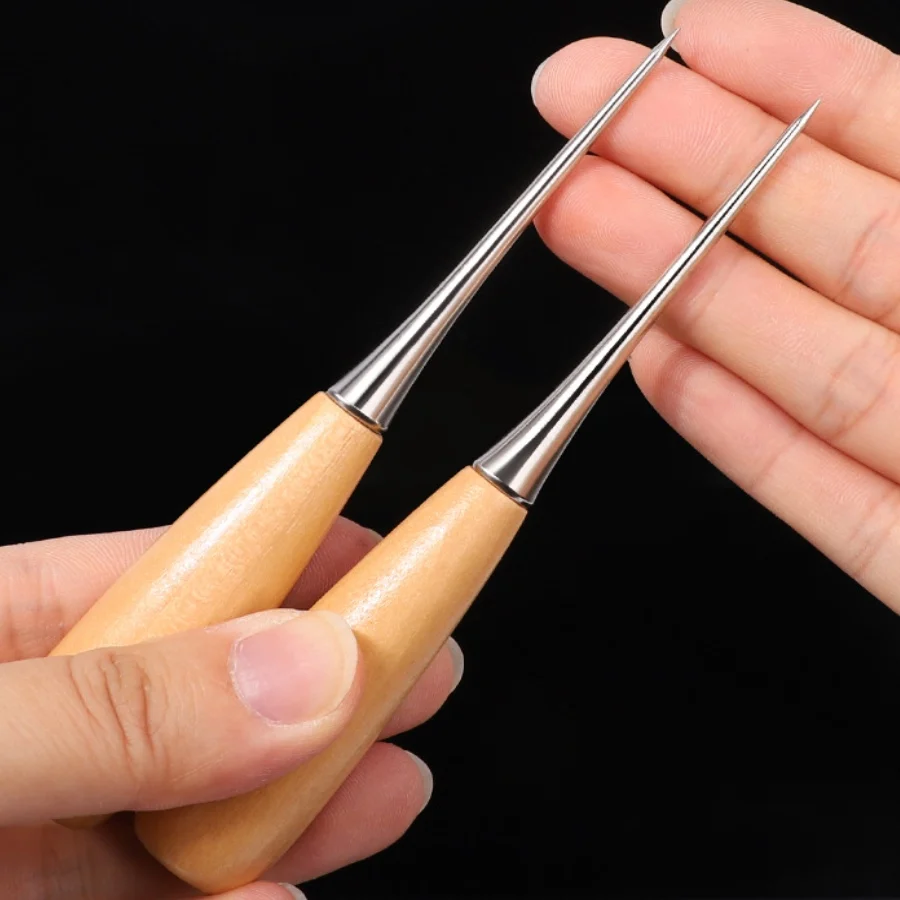 2pcs Leather Hand Stitching Awl Tool Leather Craft Hole Punch Tools Sewing Punching Hole Maker Stitching Over Stitch