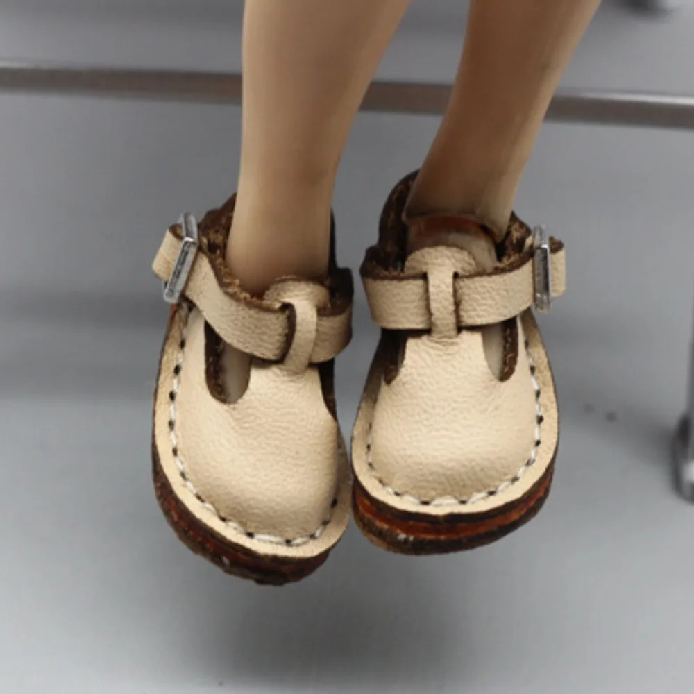 

1 Pair Solid Color Obitsu 22/24/26 Doll Shoes Mini GSC 1/6 Bjd Doll Leather Shoes Cute Leather sandals Blythe Doll Shoes