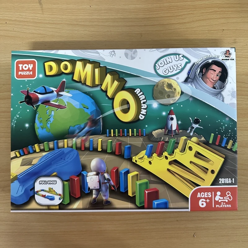 Domino Building Blocks with Aircraft Tracks - Children’s Train & Rocket Toy (STEM Learning Kit)