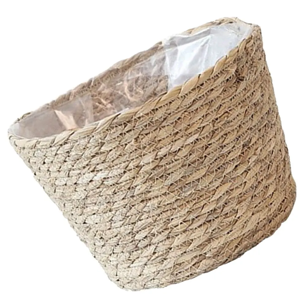 

Seagrass Woven Planter Basket Natural Rattan Flower Pot Cover for Indoor Outdoor Plant Containers Storage Bin Home Decor