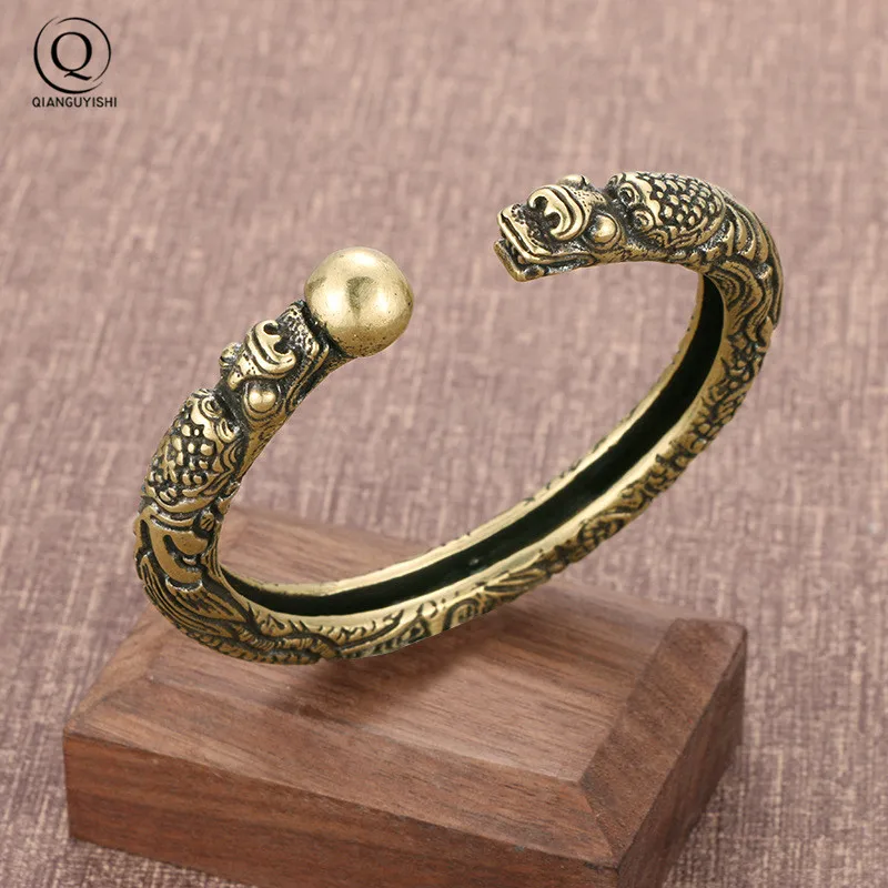 Vintage Brass Dragon Bracelet Jewelry Fashion Accessories Punk Men Link Chain Wristband Cuff Bracelets For Women Bangles Jewelry