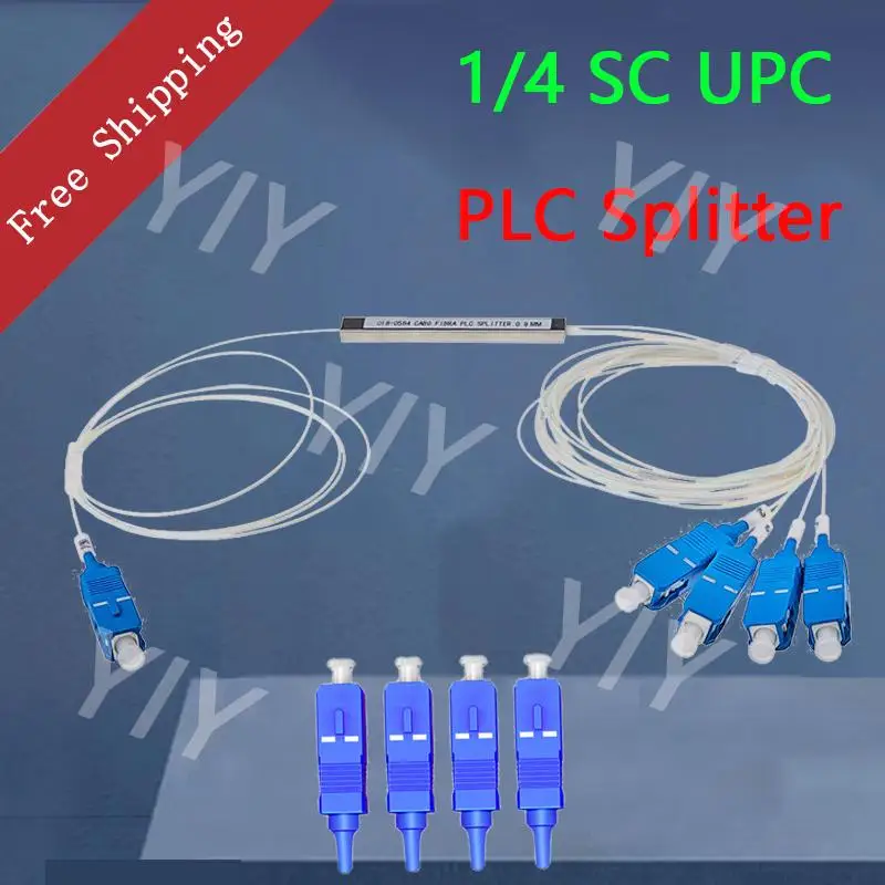 1 X 4 SC/UPC Fiber Optical PLC Splitter Mini Steel Tube Type 1x4 0.9mm Fiber Opitc Splitter Micro-Enclosed Splitter