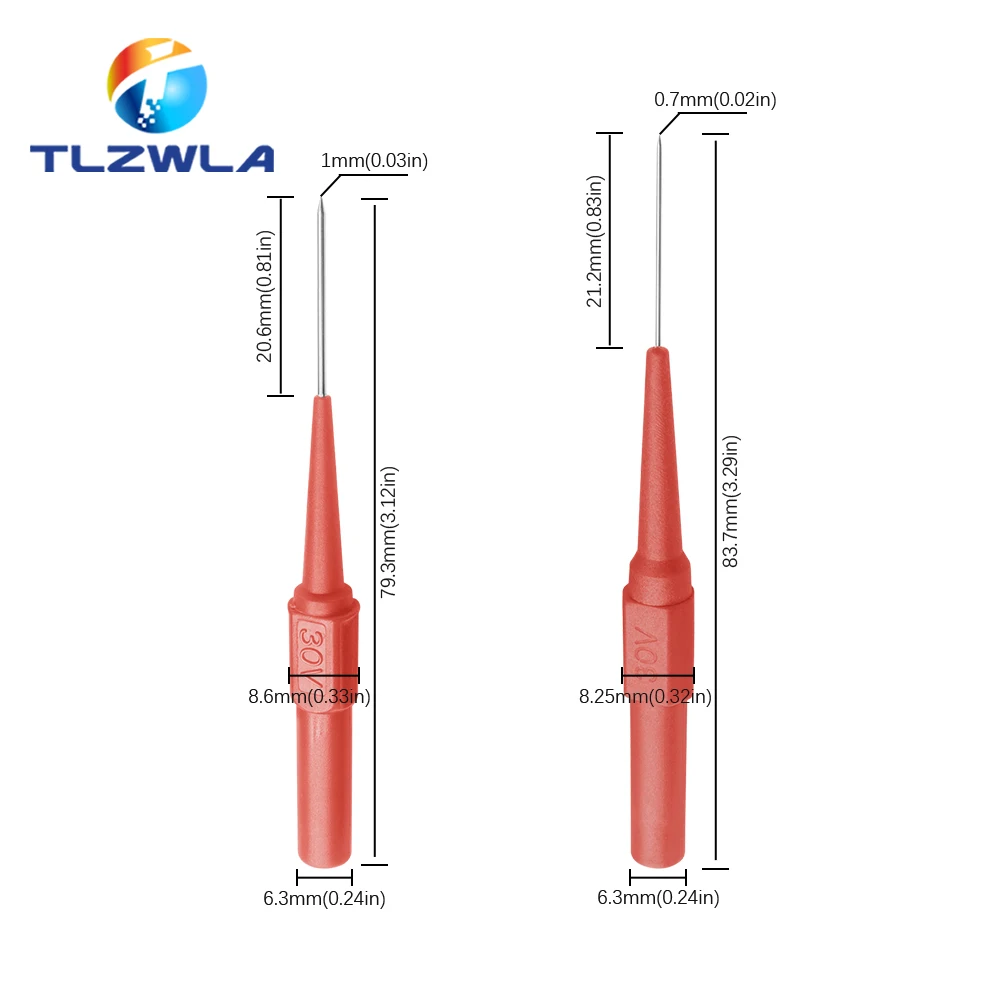 Aguja de perforación aislante de 5 piezas, multímetro no destructivo, sondas de prueba, dispositivo de medición de 30V para enchufe tipo Banana