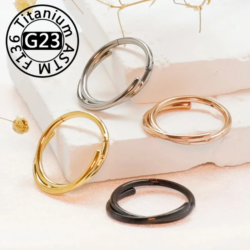 2/5 piezas de piercing para la nariz, anillo de titanio F136, piercings Daith 16G, aro para septum con circonita, clicker con bisagra, segmento para cartílago de la oreja 6/8/10/12mm