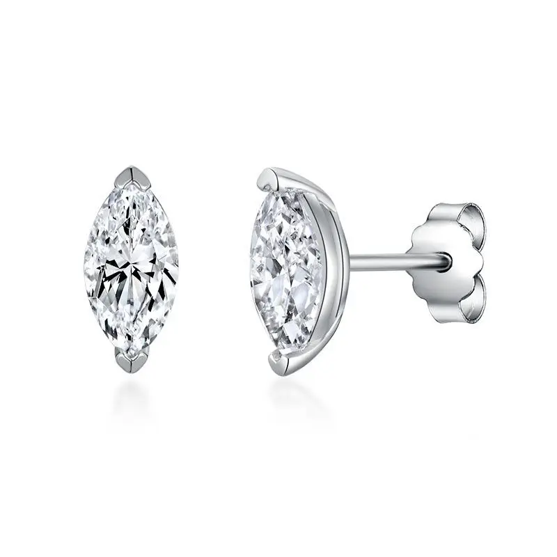 

1 Carat Moissanite Stud Earrings for Women Marquise Cut Horse Eye Diamond Earring with GRA 925 Sterling Silver Ear Studs