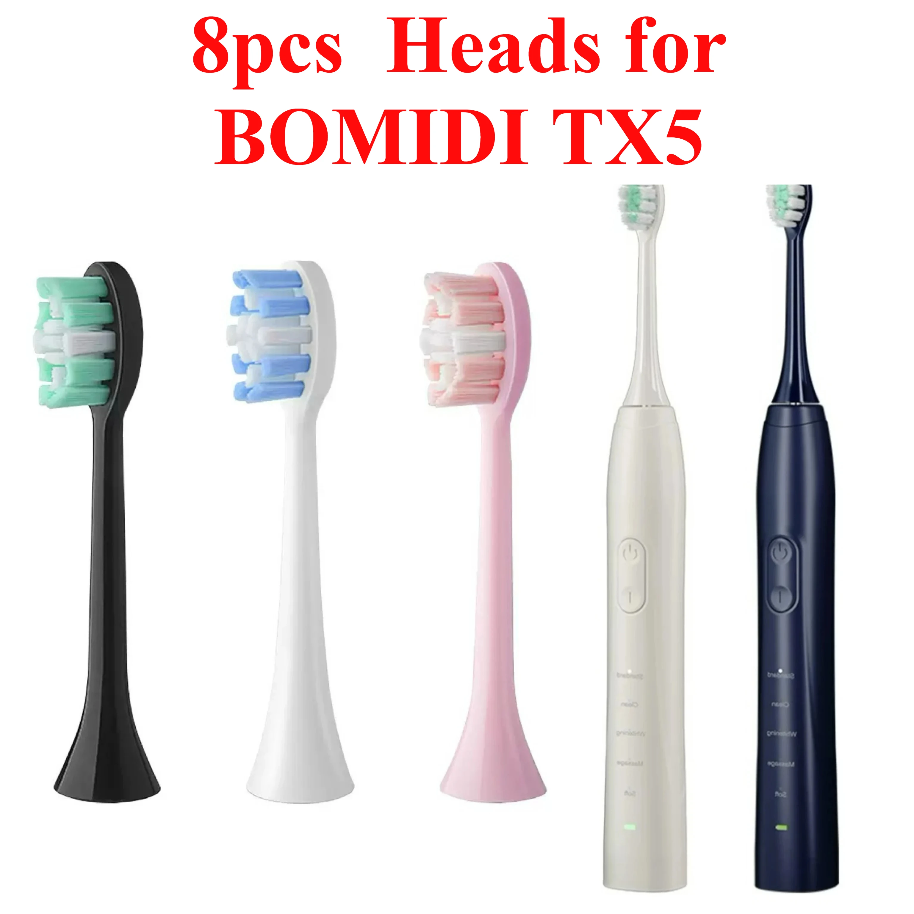 

8pcs Replacement Toothbrush Heads for BOMIDI TX5 Electric Toothbrush Head Soft Bristles Nozzles