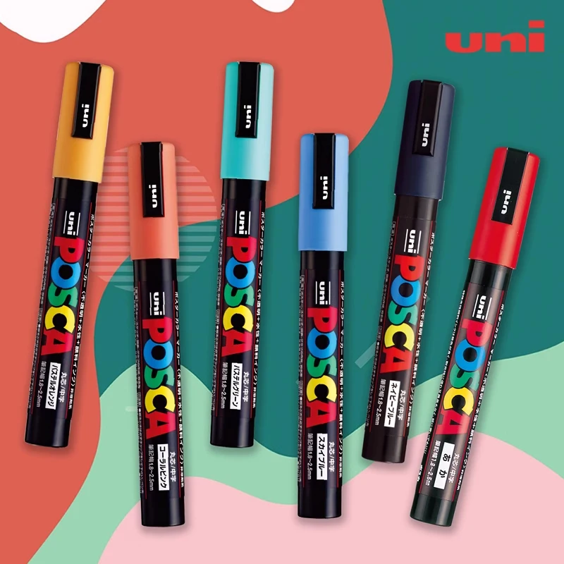 Uni Plumones Markers Pen Set 7/8/15/16 Colores POSCA PC-3M Stationery  Acrylic Graffiti POP Poster Advertising Painting Glass