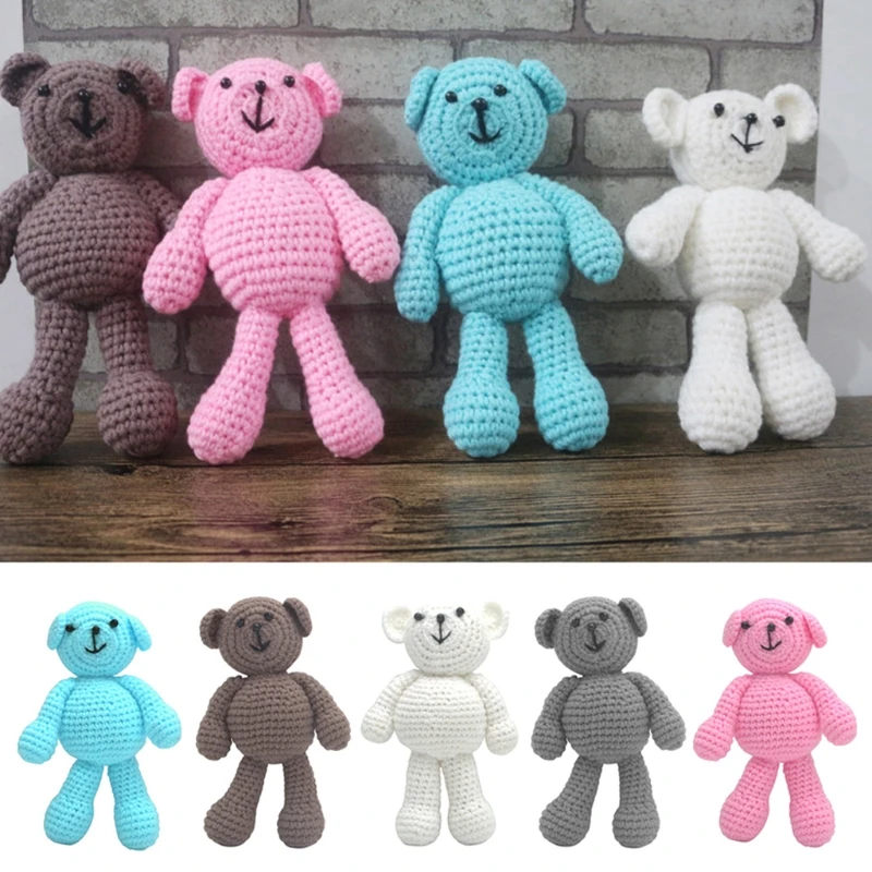 

Q0KB Crochet Stuffed Animals Bear Knitted Stuffed Animal for Babies Photography