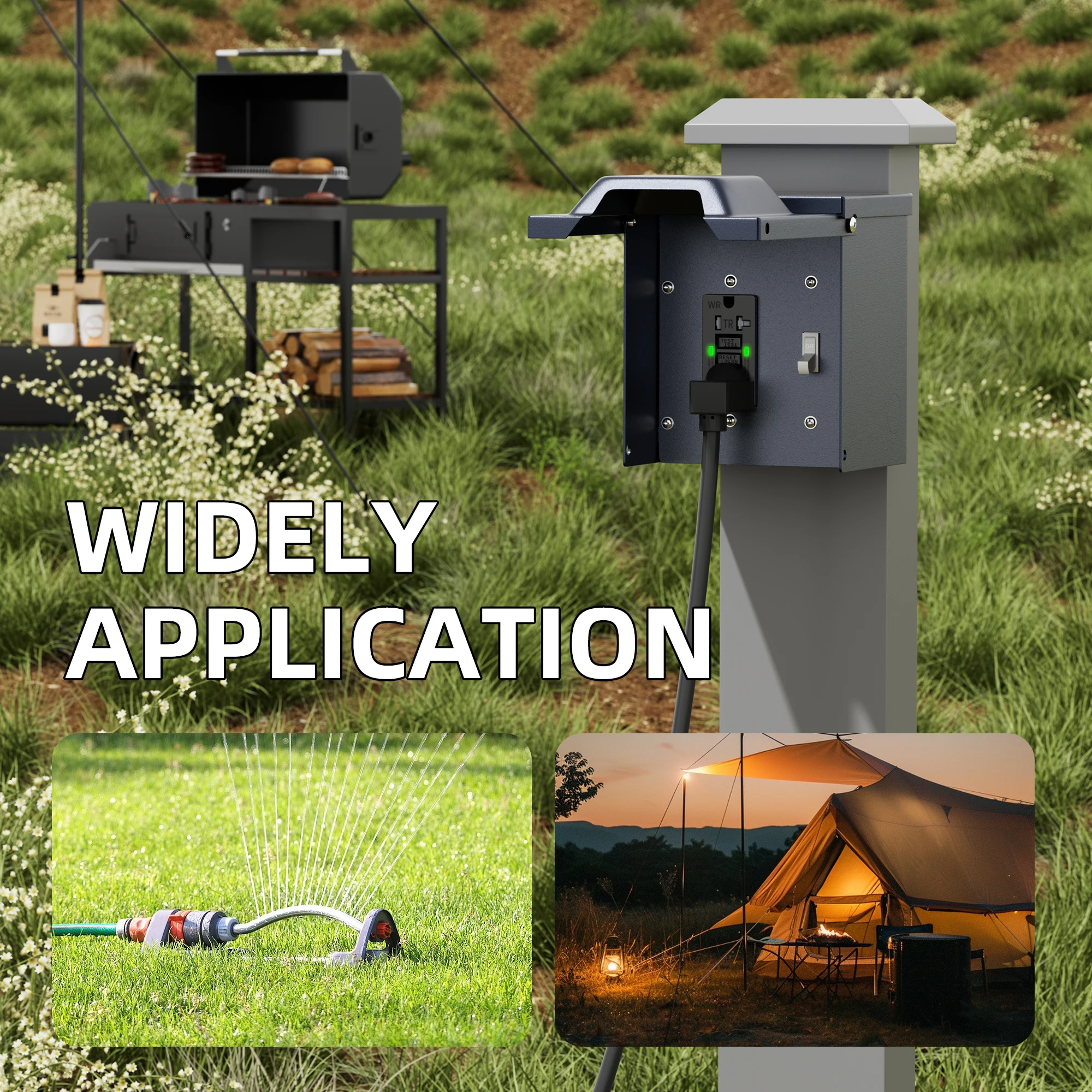 في الهواء الطلق مقاوم للماء IP66 المقبس المخرج 20A RV صندوق مخرج توزيع الطاقة GFCI جميع المعادن مقبس كهربائي الجدار المخرج #6