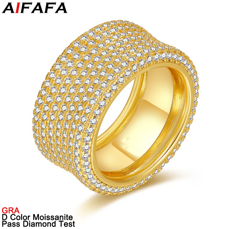 Full D Color Moissanite Diamond Rings for Men Women Hip Hop Couple Lovers Finger Ring Fashion Accessories Fine Jewelry
